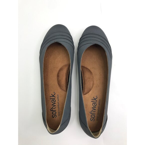 SoftWalk Safi Comfort Flat Nubuck Leather Shoe Blue 8.5 Wide - Picture 3 of 8